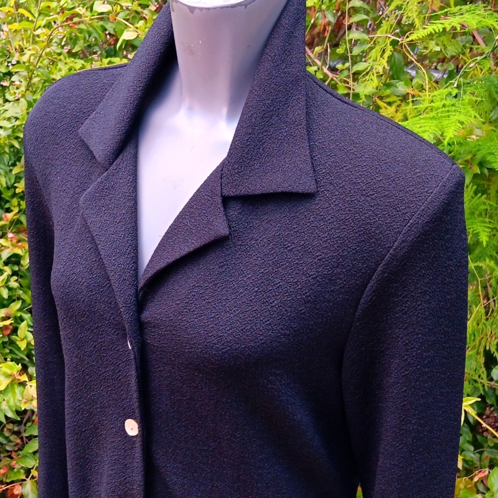 Christy Lyn (USA) Ladies Vintage Black Button Down Blouse/Top with Luxury Fabric